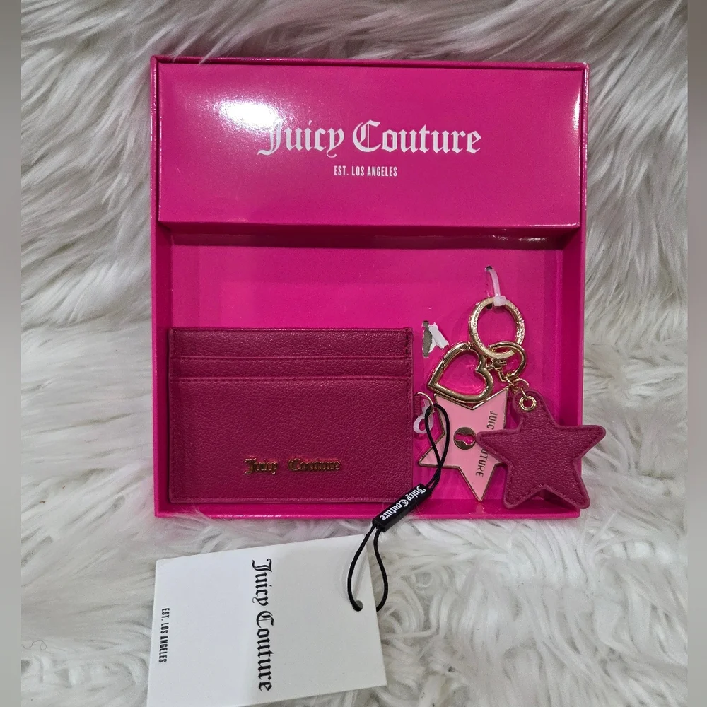 💕▪️Juicy Couture ▪️UK EXCLUSIVE Pink  Card Holder and Star Keychain Set